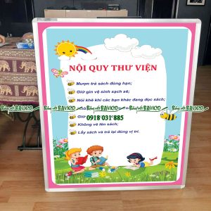 Bảng nội quy thư viện treo tường KT: 120x80cm (Nhiều kích thước)