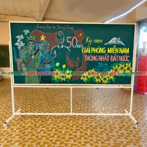 Bảng viết phấn từ có chân đẩy di động 2 mặt chống lóa kích thước 60x80 cm