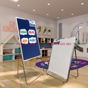 Bảng Flipchart chân inox gắn bánh xe mặt bảng Ghim Nỉ Kích thước 100x60 cm (nhiều kích thước)