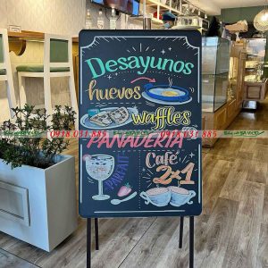 Bảng đen viết phấn 2 mặt có chân xếp dùng làm bảng Menu cà phê