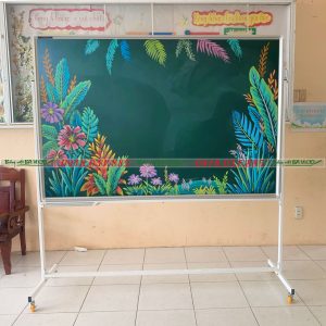 Bảng viết phấn từ có chân đẩy di động 1 mặt Hàn Quốc kích thước 120x160 cm