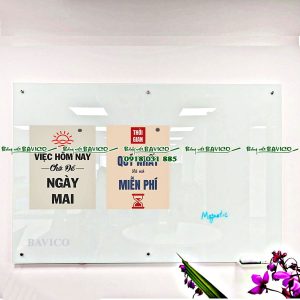 Bảng kính từ cường lực 5 ly ép pp trắng sữa KT: 80x120cm