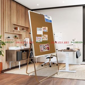 Bảng Flipchart chân inox có gắn bánh xe mặt bảng Ghim Bần Kích thước 100x60 cm (nhiều kích thước)