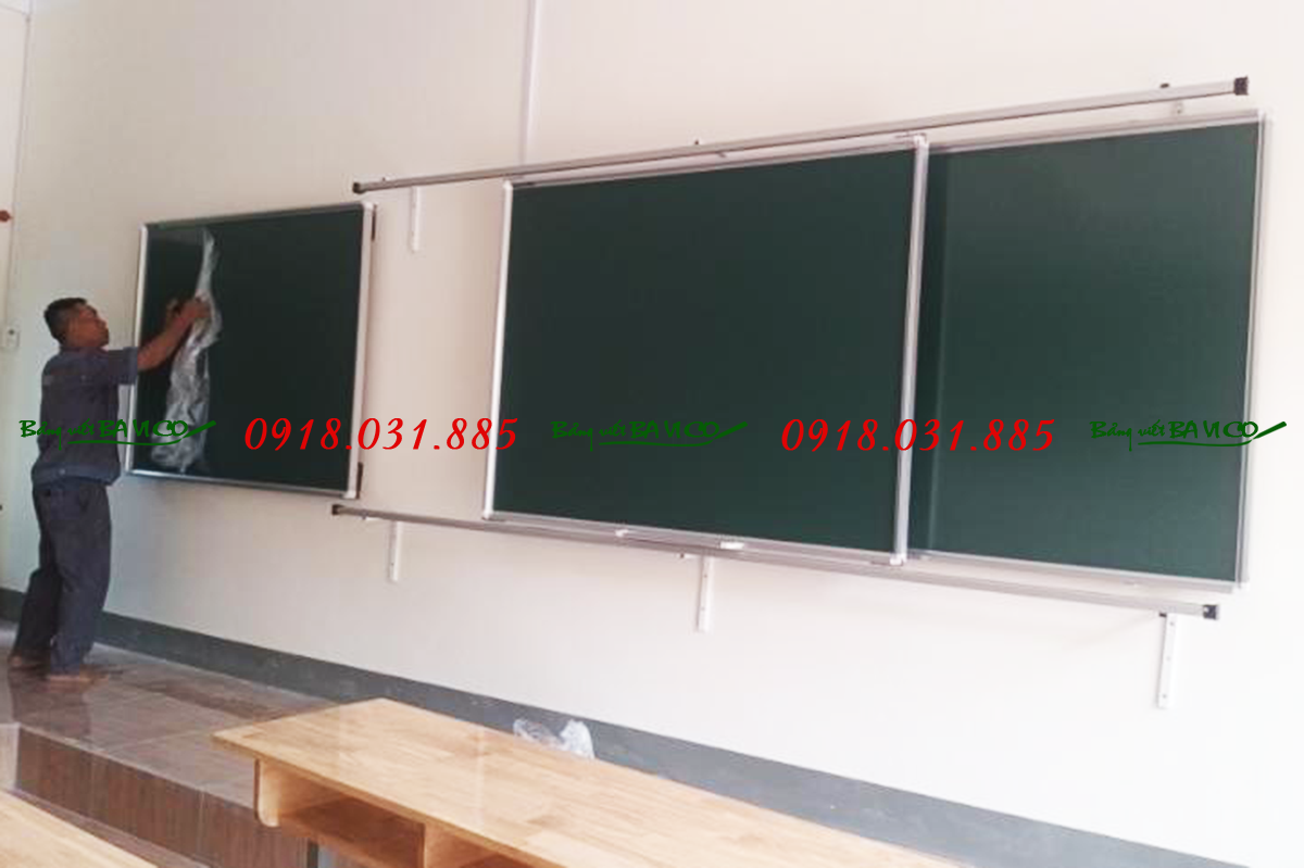 Bảng trượt ngang chống lóa viết phấn kết cấu 3 tấm kết hợp Tivi mẫu M5K - Ảnh 4