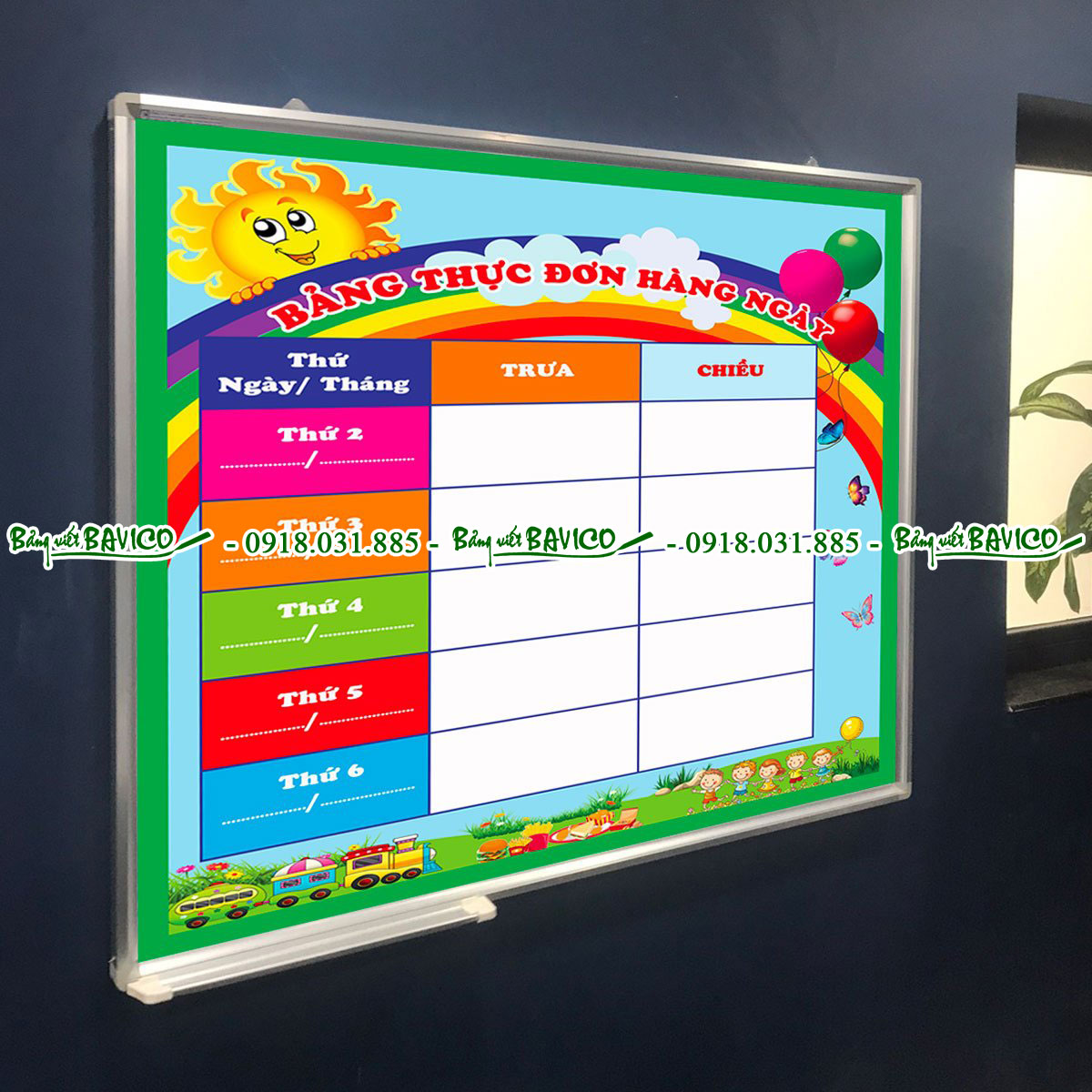 Bảng thực đơn cho trường mầm non Kích thước 40x60 cm - Ảnh 3