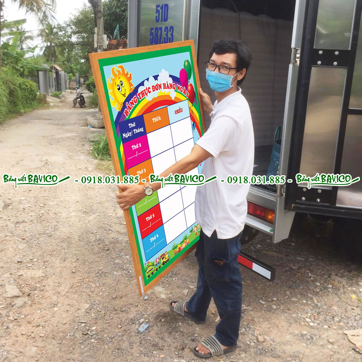 Bảng thực đơn cho trường mầm non Kích thước 40x60 cm - Ảnh 4
