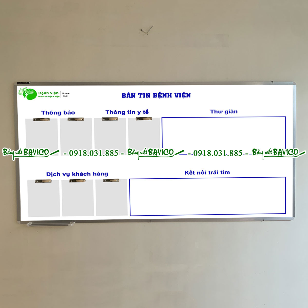 Bảng tin Bệnh Viện in pp treo tường Kích thước 120x240 cm - Ảnh 3